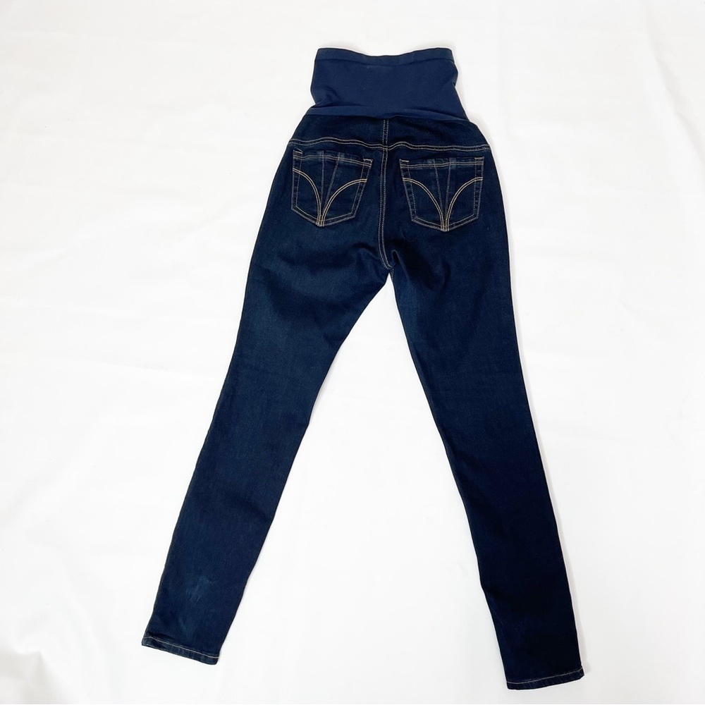 Indigo Blue Maternity Secret Fit Belly Jeans Size SP Skinny Leg Dark Wash Blue - Picture 6 of 14